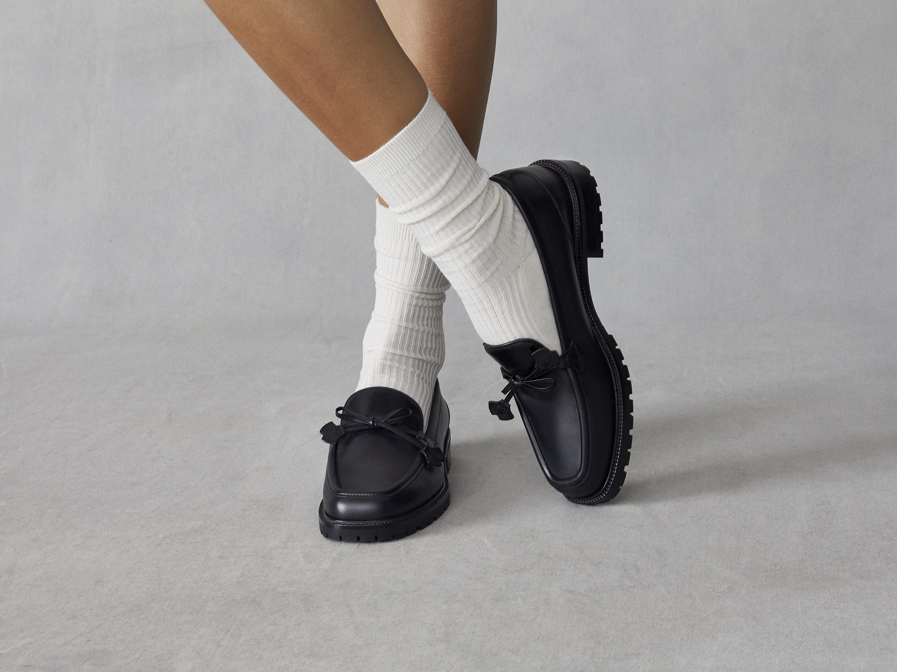 Charlotte Lace Loafers in Black Calf