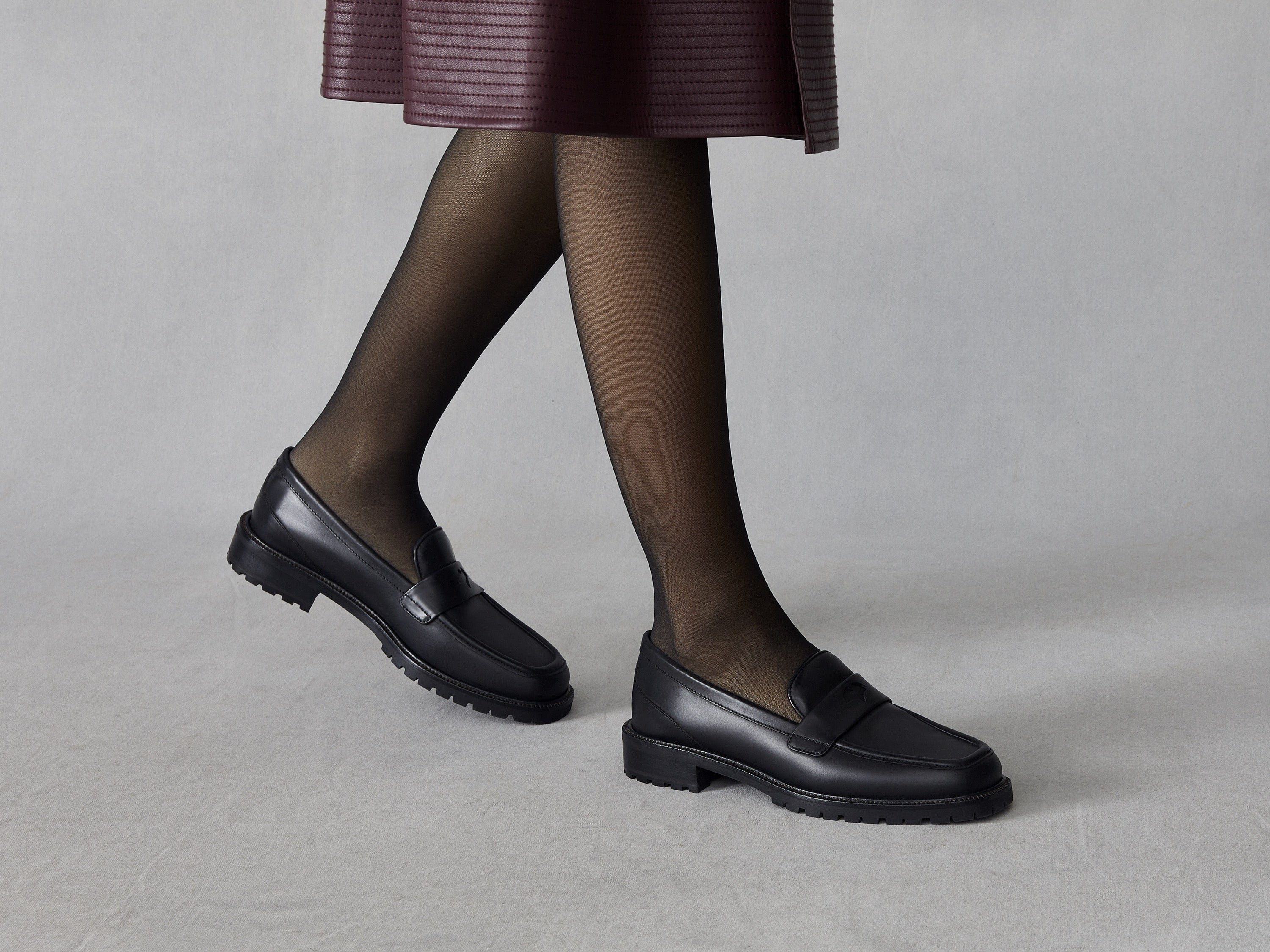 Charlotte Penny Loafers in Black Calf