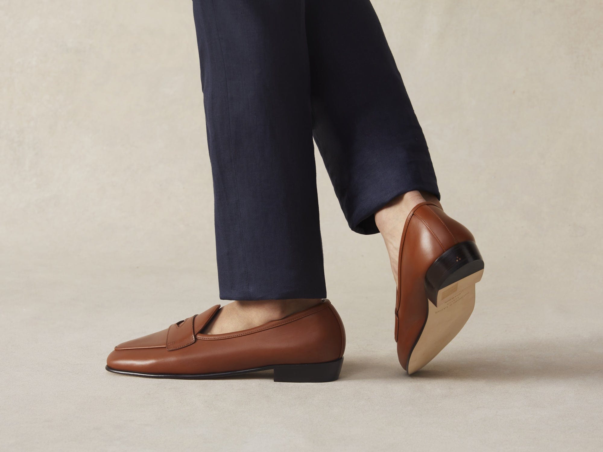 Sagan Classic Ginkgo Loafers in Tan Drape Calf