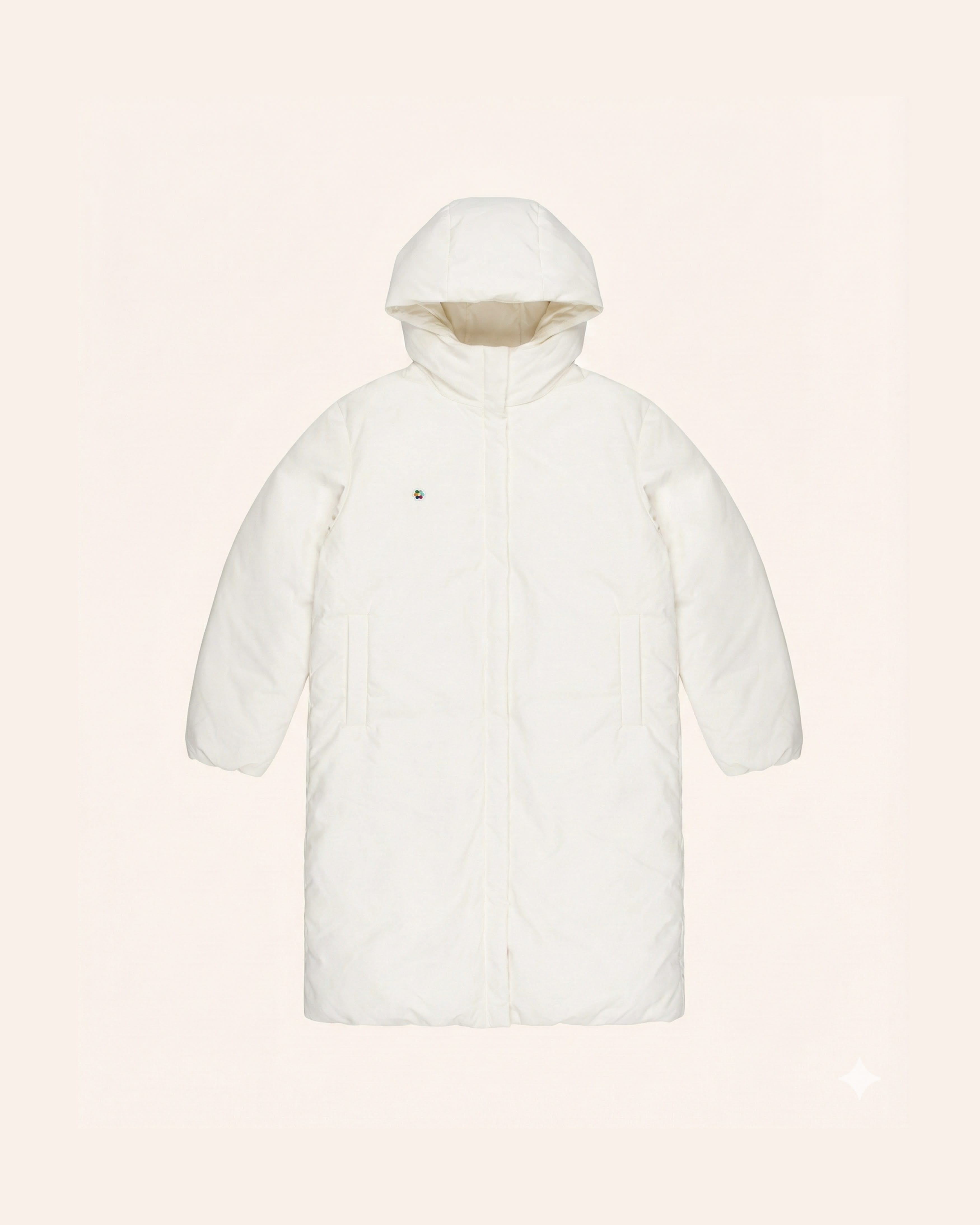 Long Flowerdown Jacket - Off White