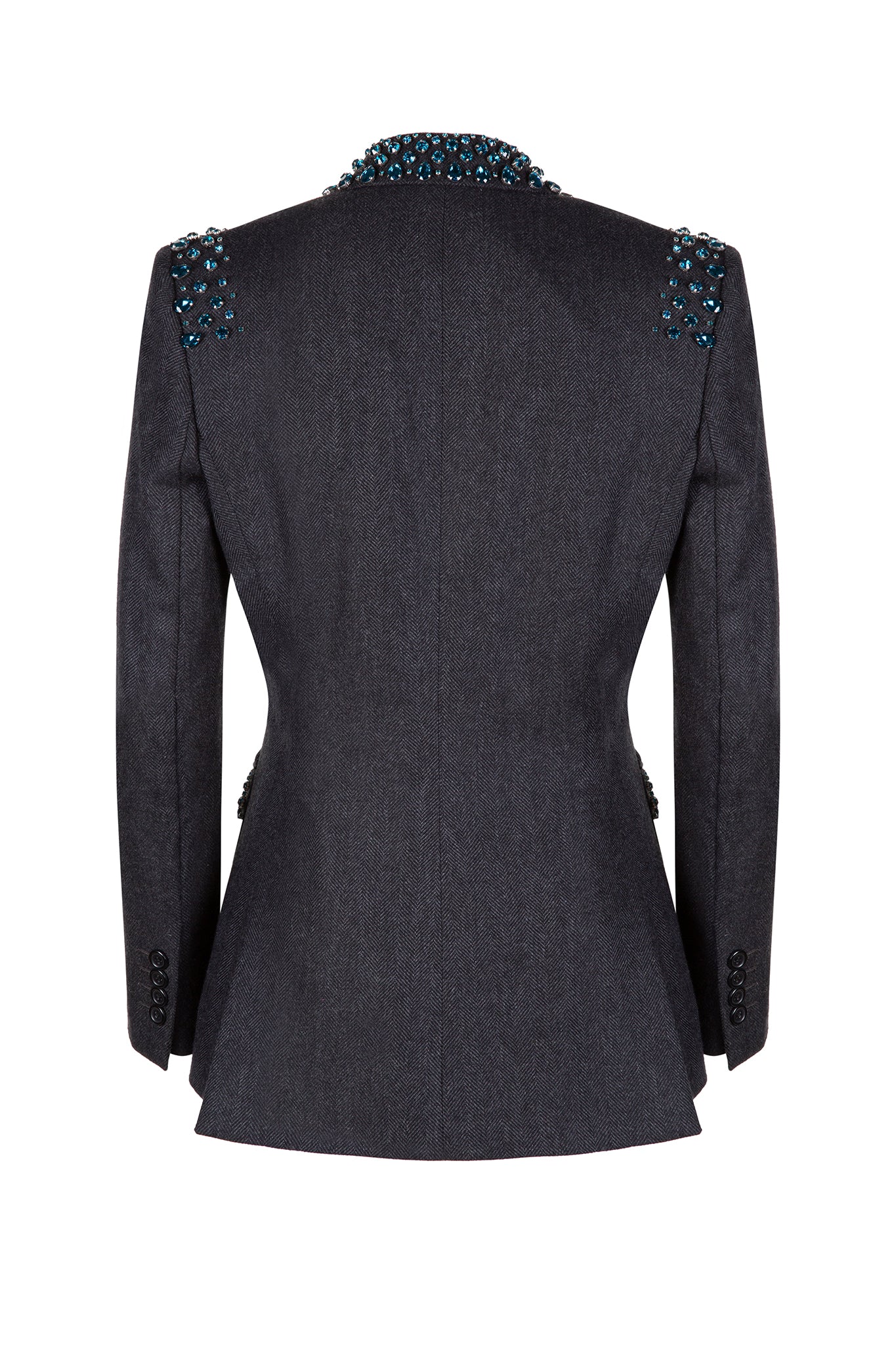 Grey blazer with crystal embellishment