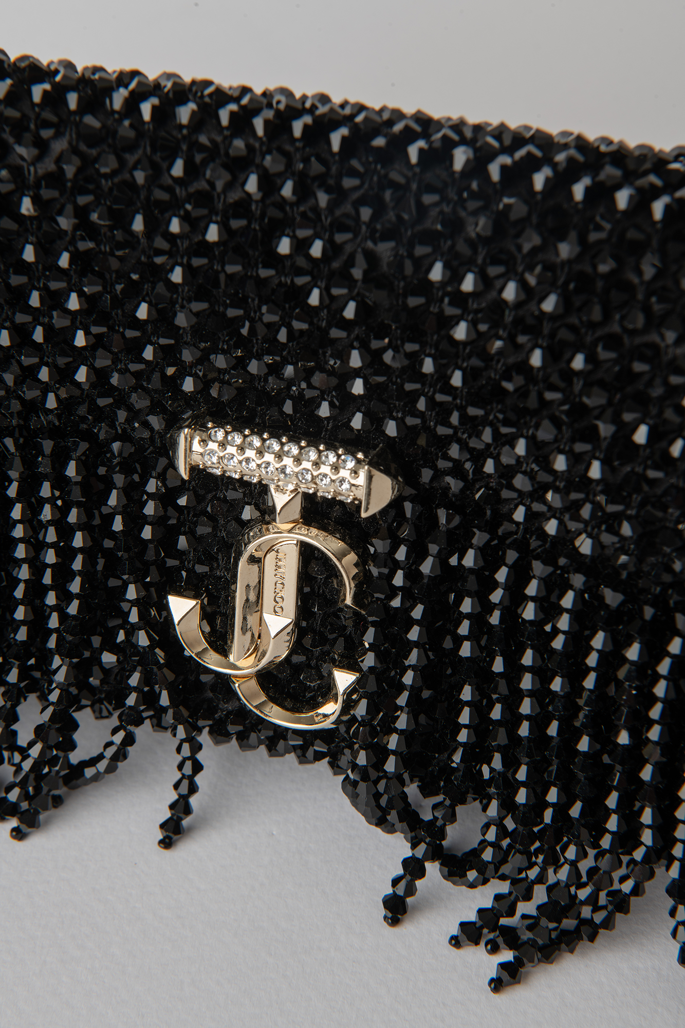 Jimmy Choo Avenue Mini Fringed Embellished Satin Shoulder Bag