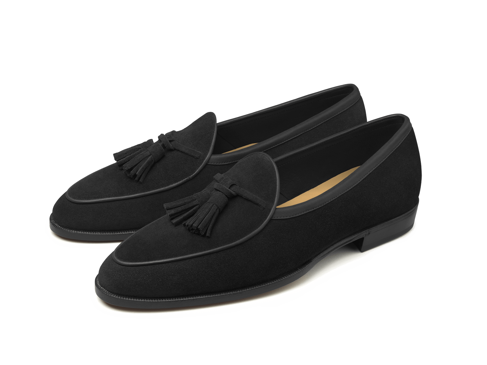 Grand Seine Tassel Loafers in Black Noble Suede