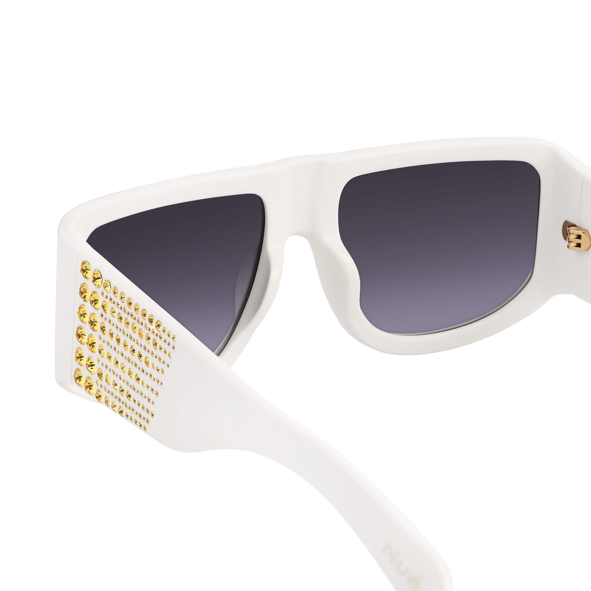 IT GIRL SUNGLASSES IN WHITE WITH CRYSTALS