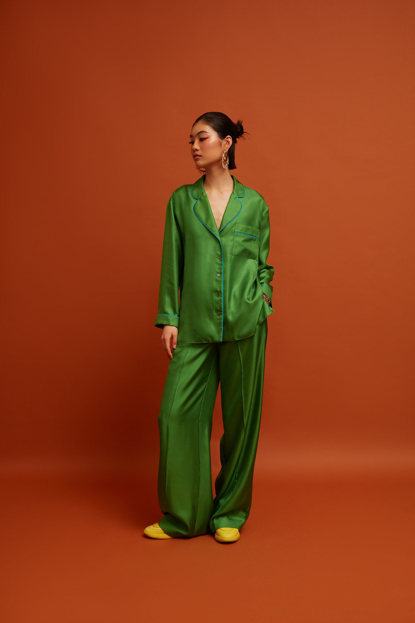 Sanne Green Silk Trousers - Green
