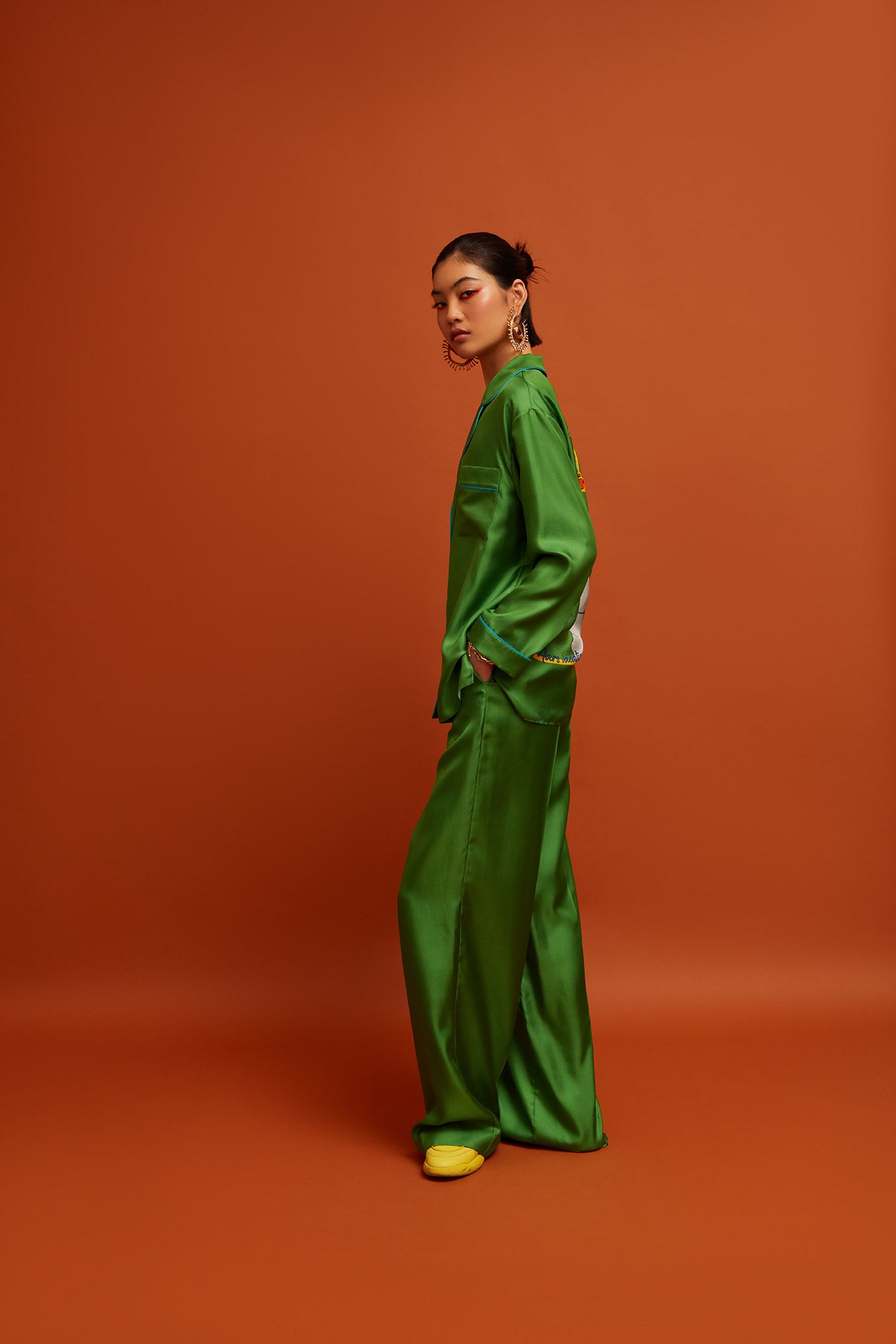 Sanne Green Silk Trousers - Green