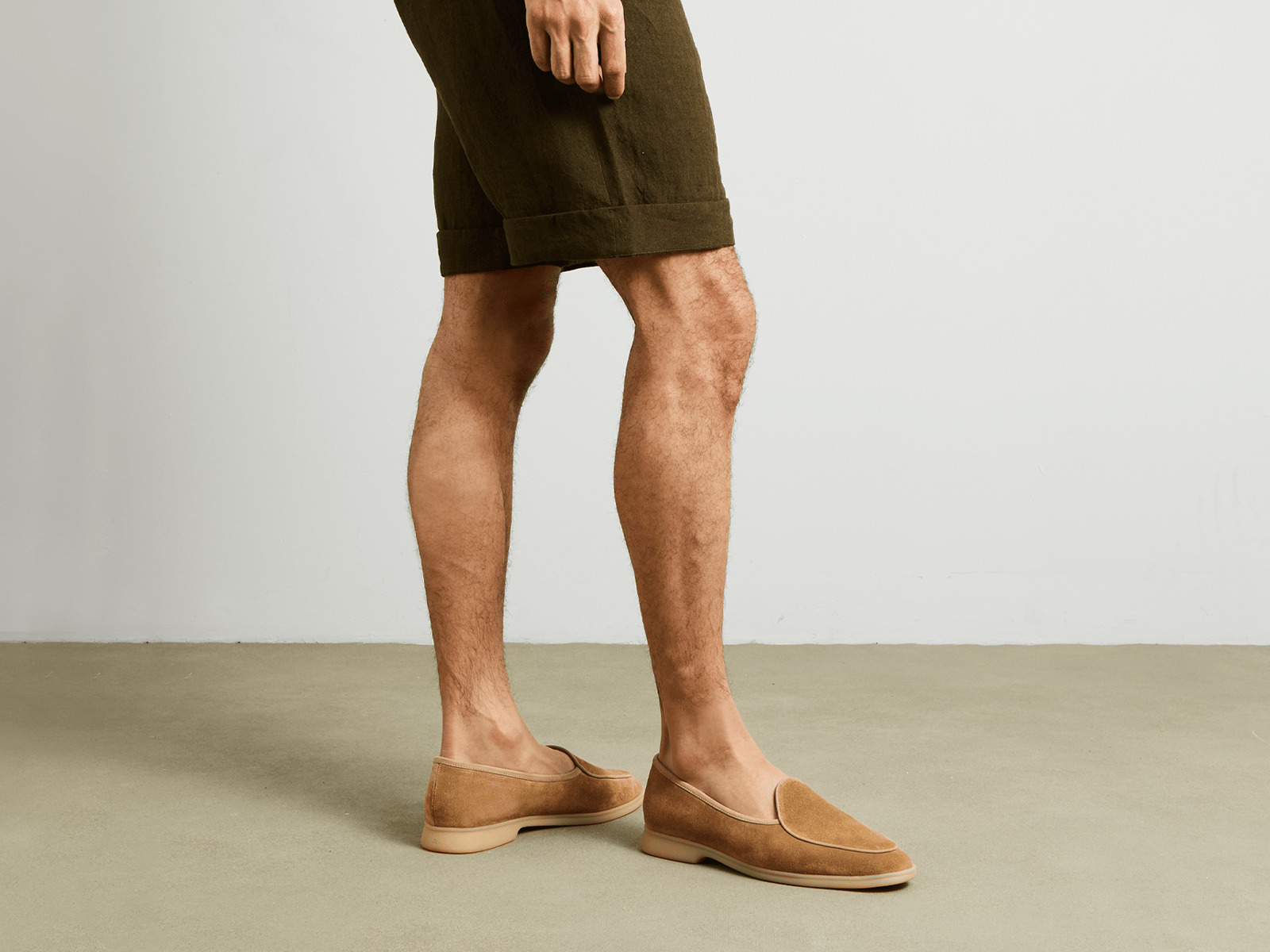 Stride Loafers in Clay Glove Suede Natural Sole