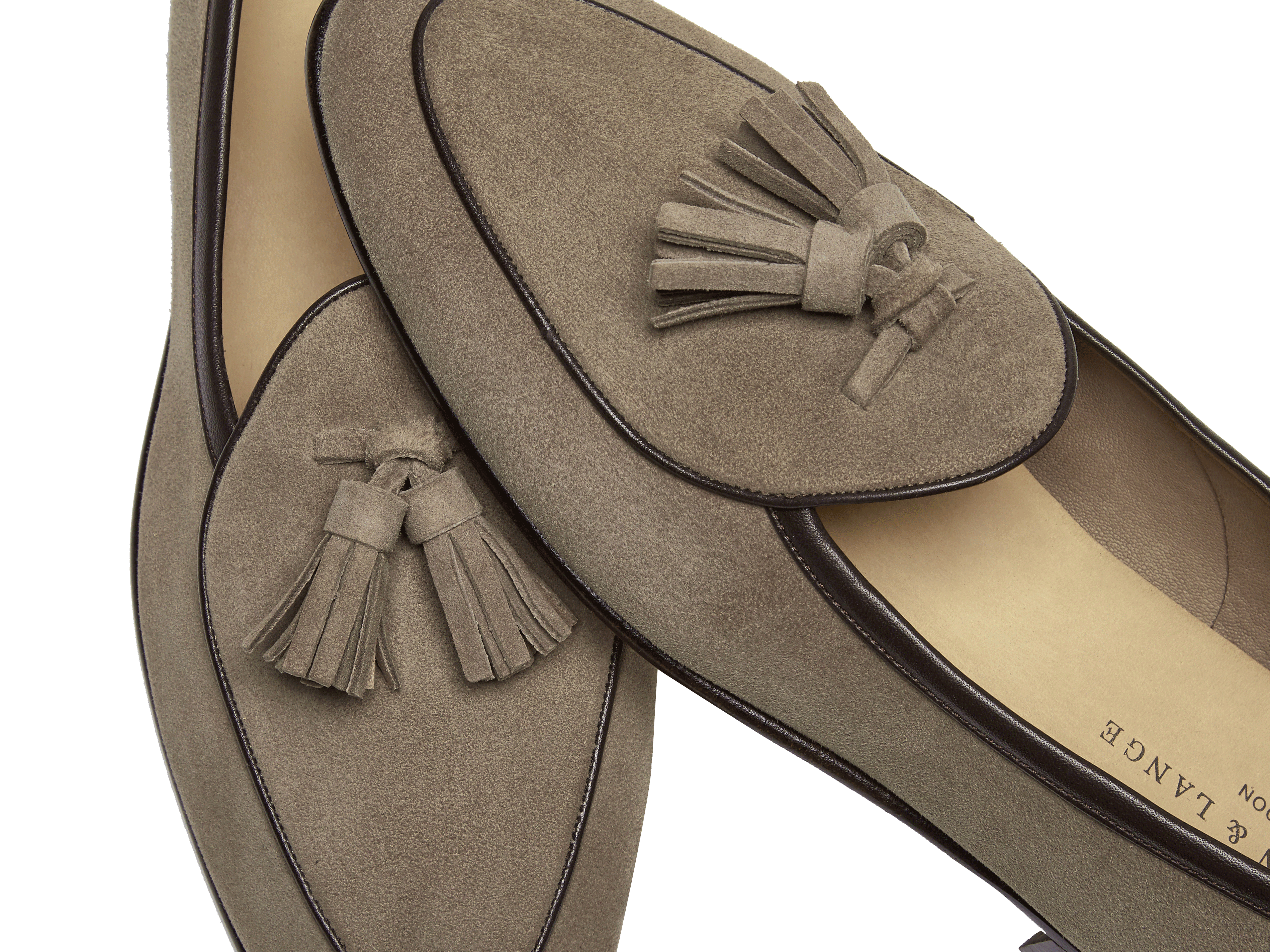 Sagan Classic Tassel Loafers in Greige Asteria Suede