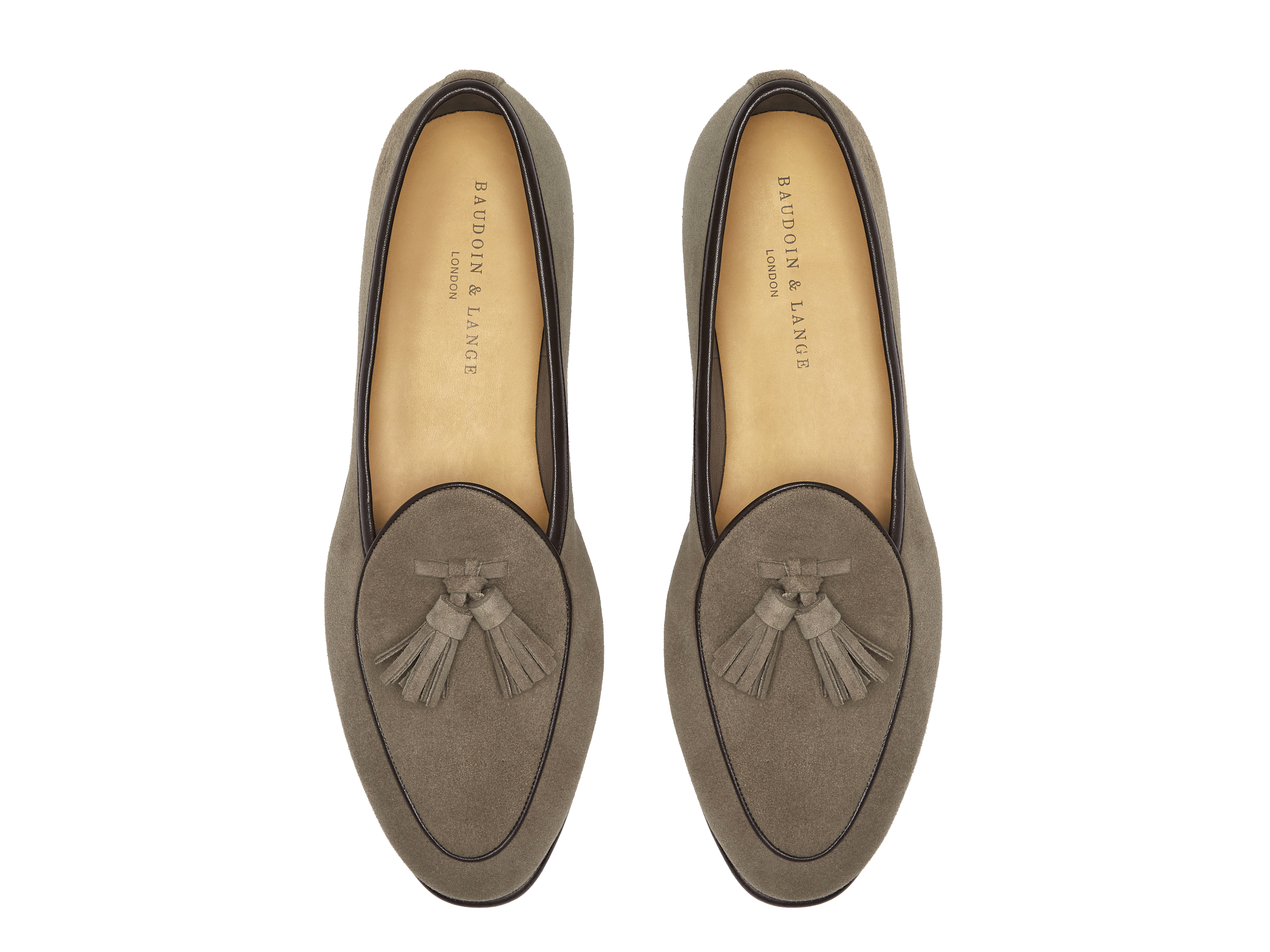 Sagan Classic Tassel Loafers in Greige Asteria Suede