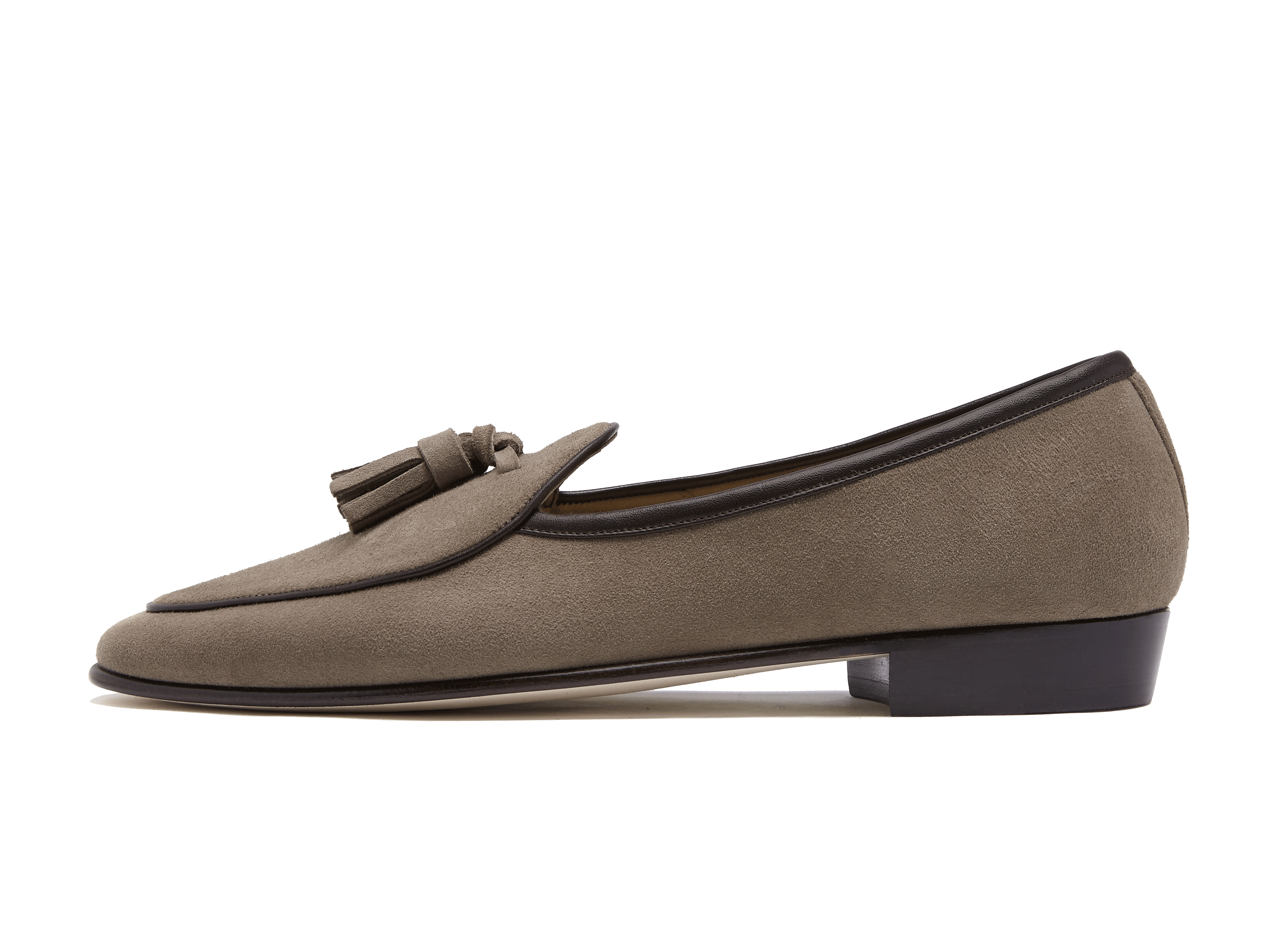 Sagan Classic Tassel Loafers in Greige Asteria Suede