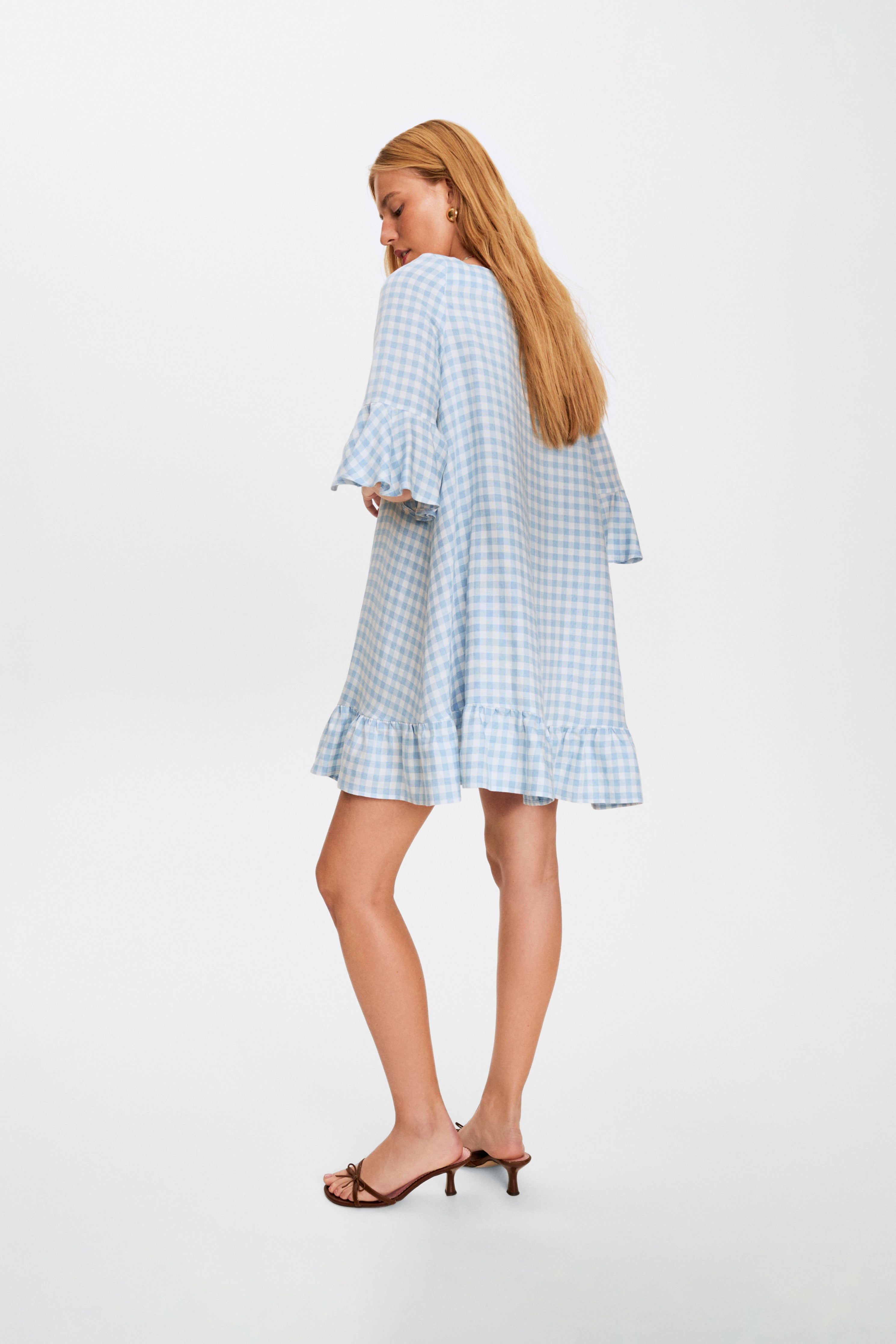 Marseille Linen Mini Dress in Blue Vichy