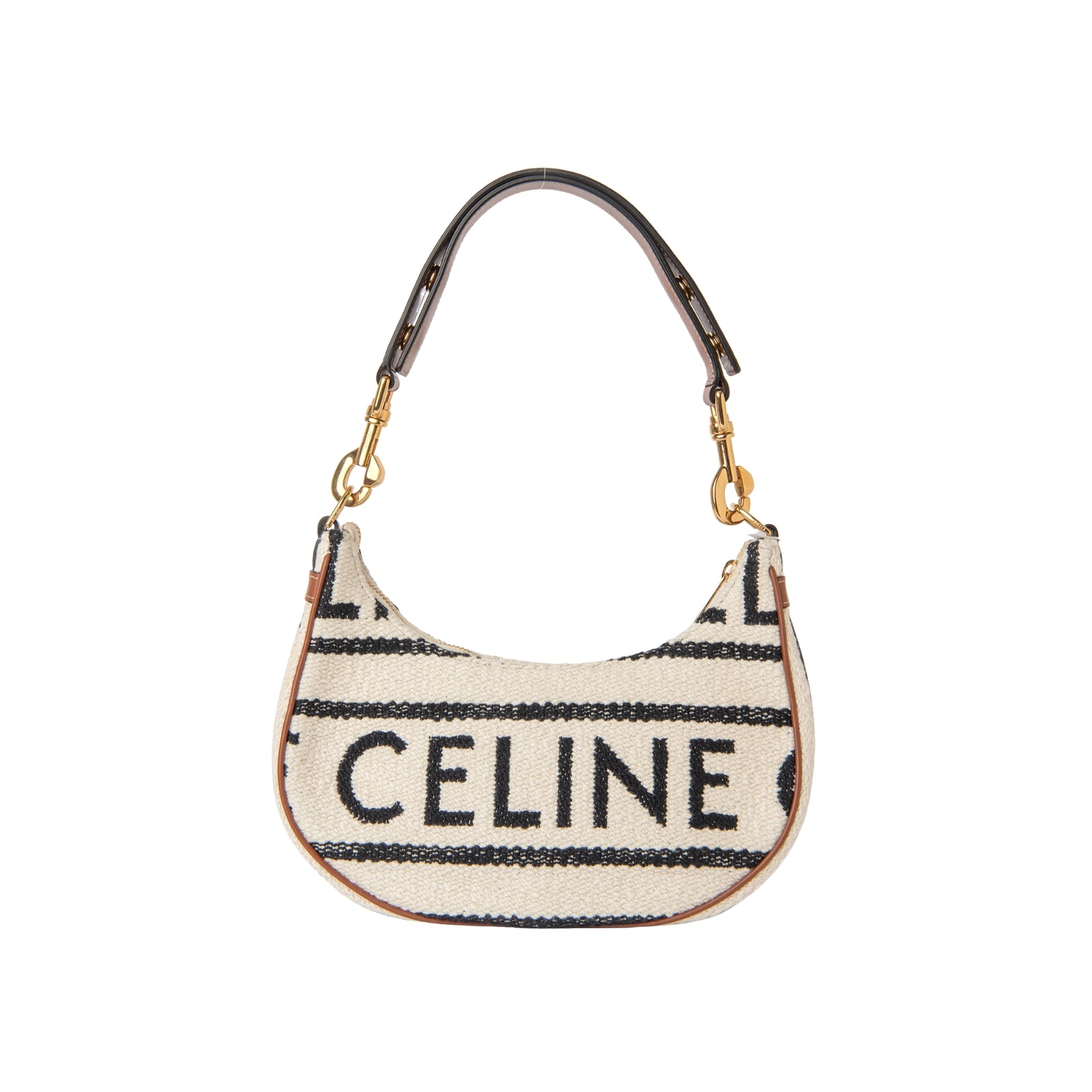 Celine Textile Medium Ava Shoulder Bag White Black