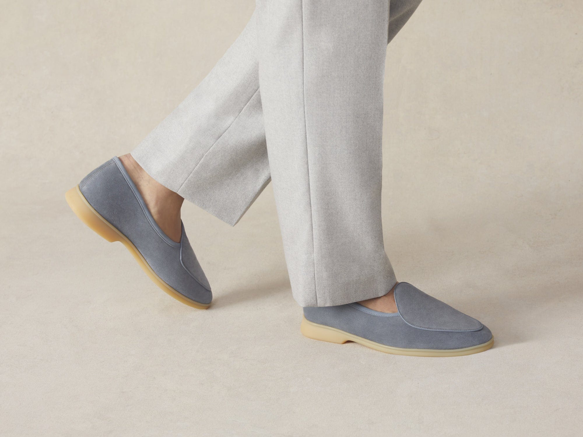 Stride Loafers in Thunder Blue Glove Suede Natural Sole