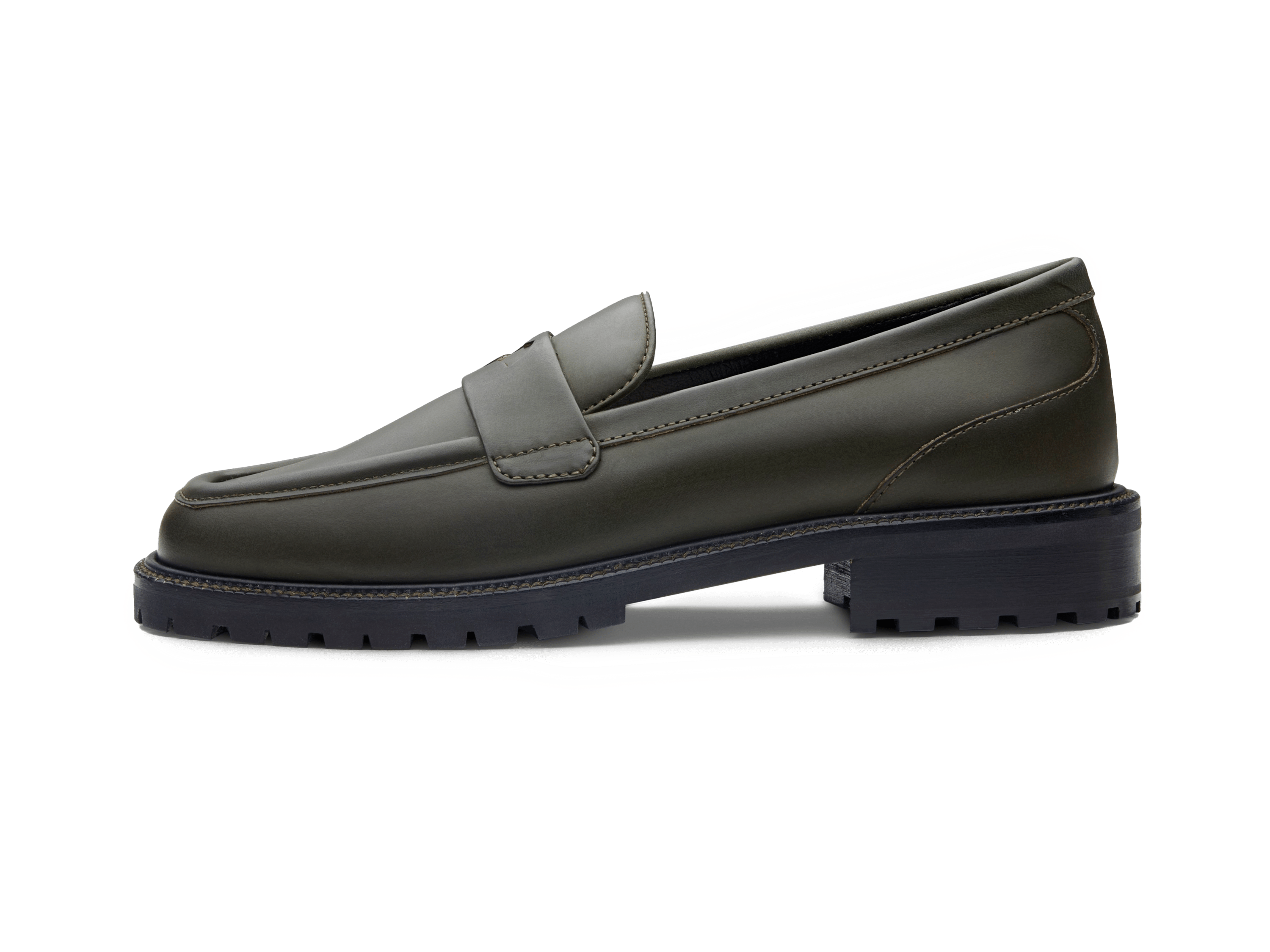 Charlotte Penny Loafers in Deep Green Calf