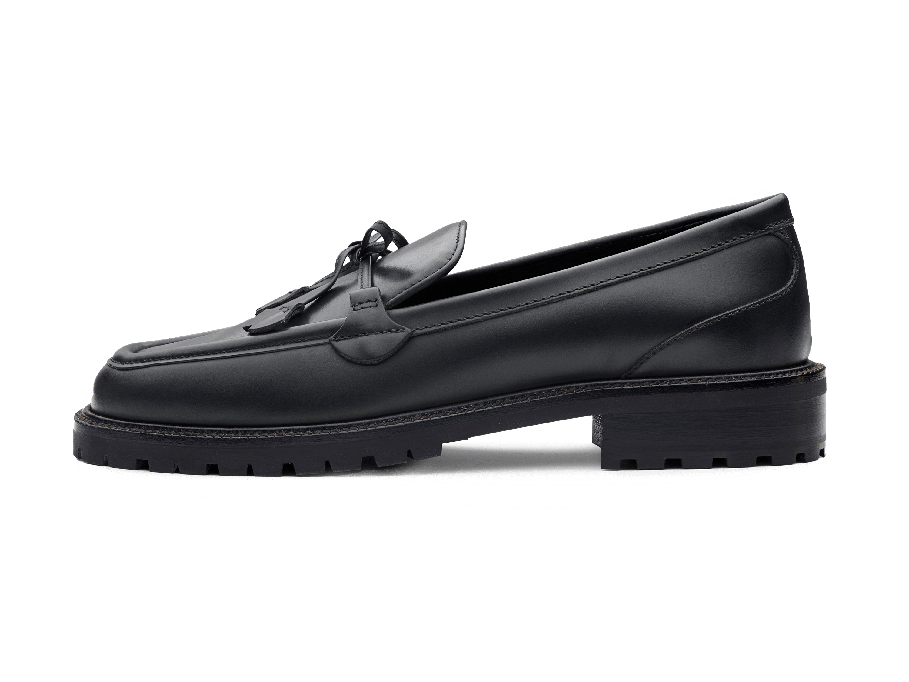 Charlotte Lace Loafers in Black Calf