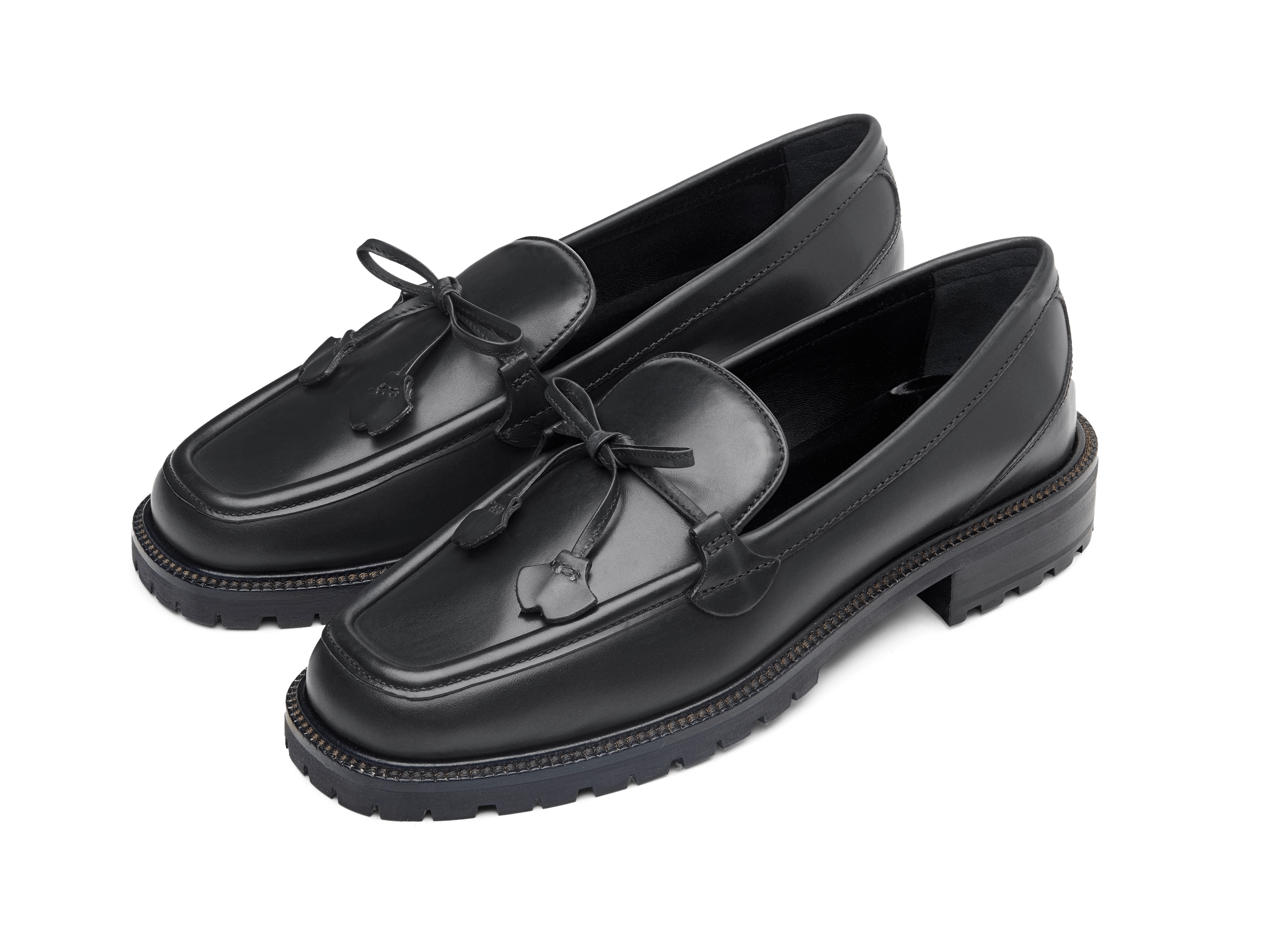 Charlotte Lace Loafers in Black Calf