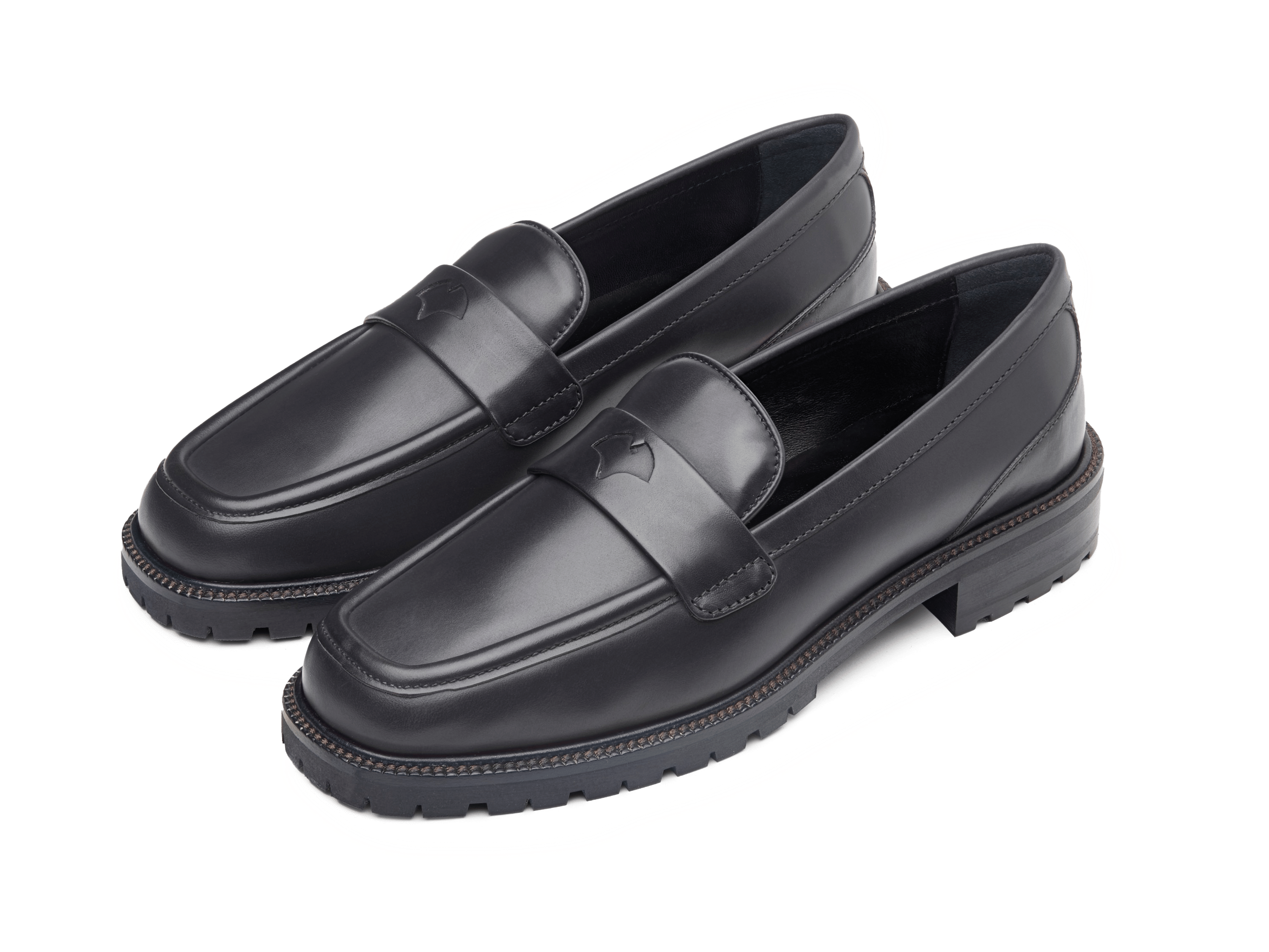 Charlotte Penny Loafers in Black Calf