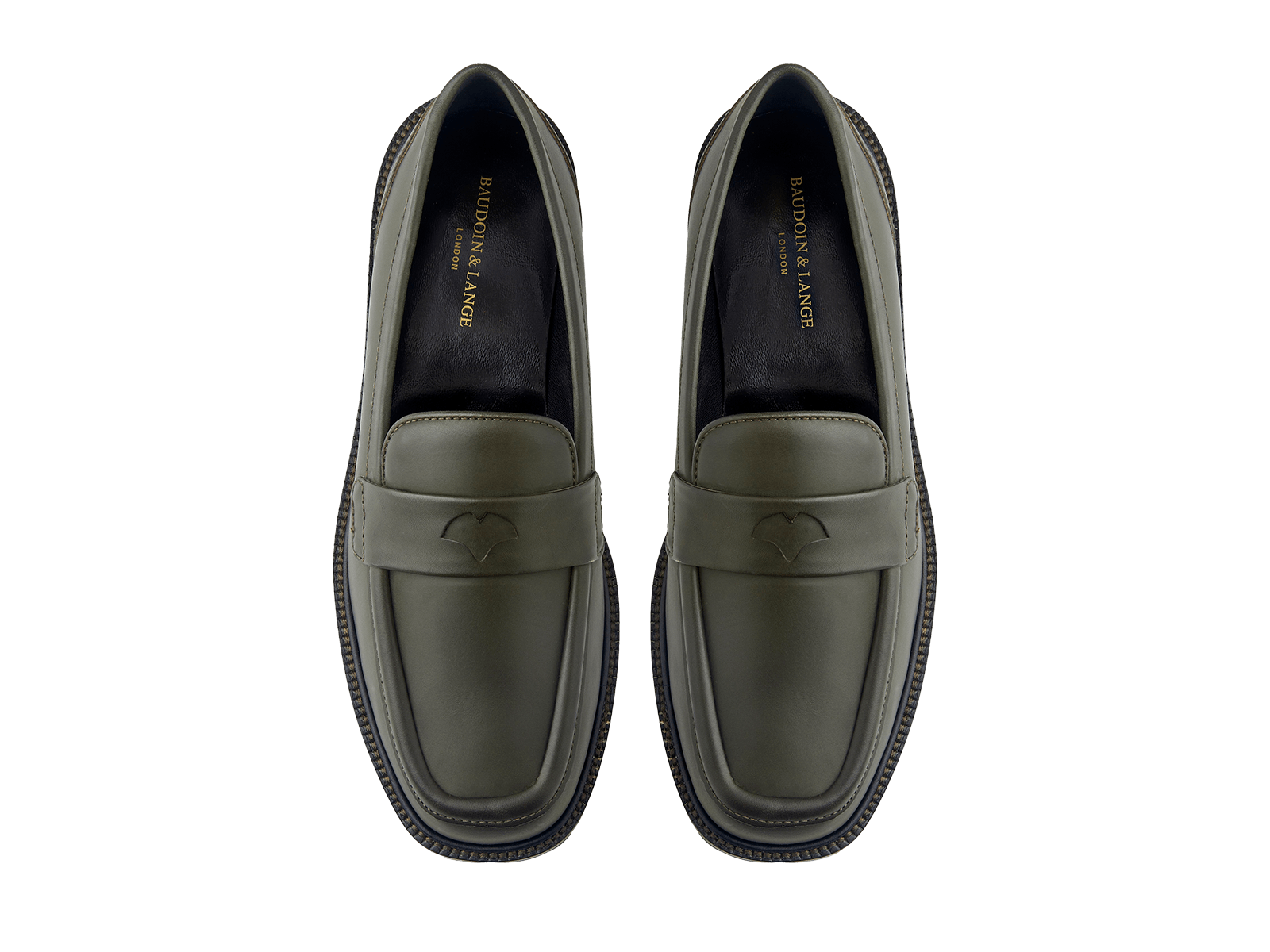 Charlotte Penny Loafers in Deep Green Calf