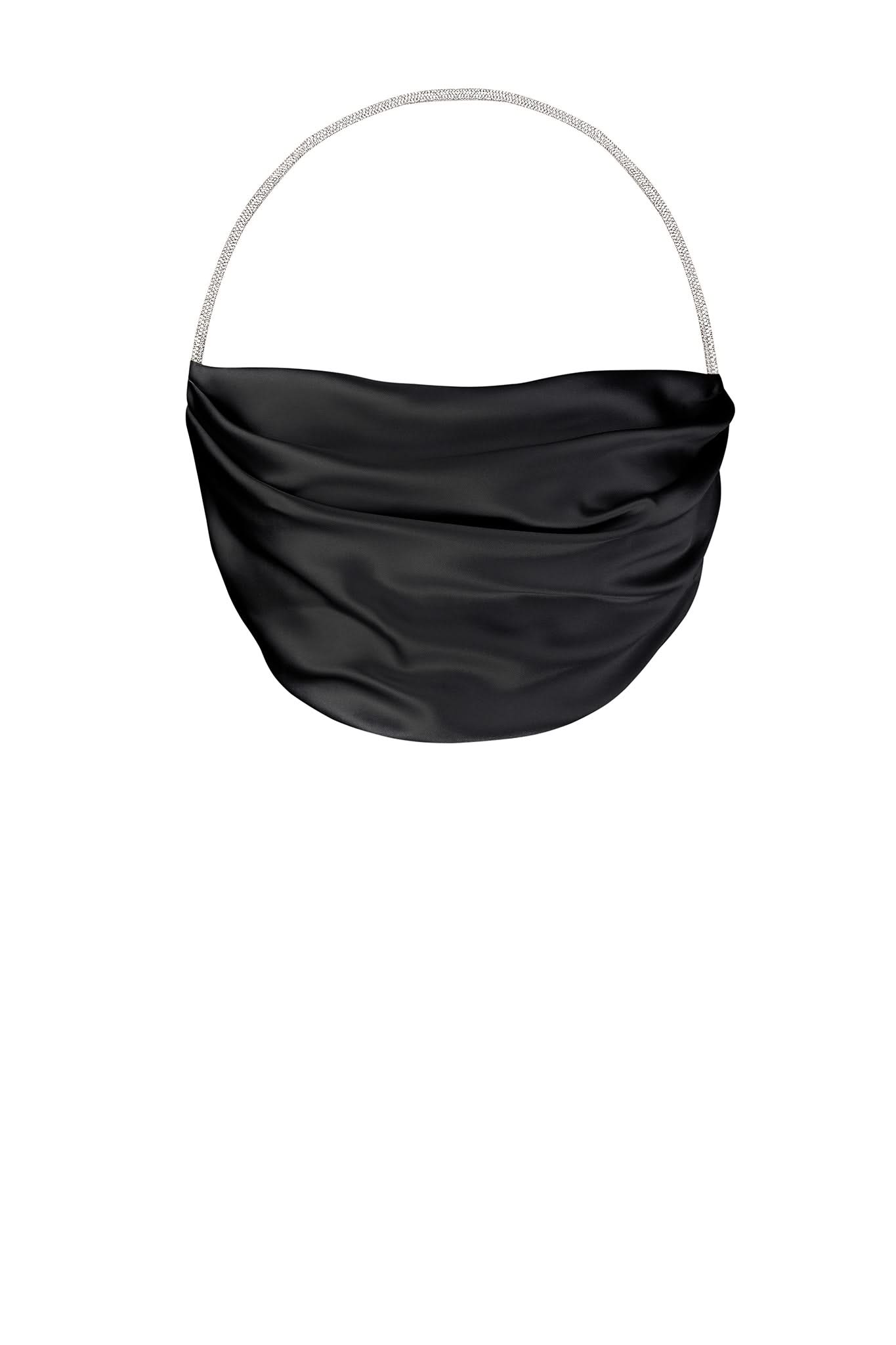 SILK TOP WITH CRYSTAL CORD - Black