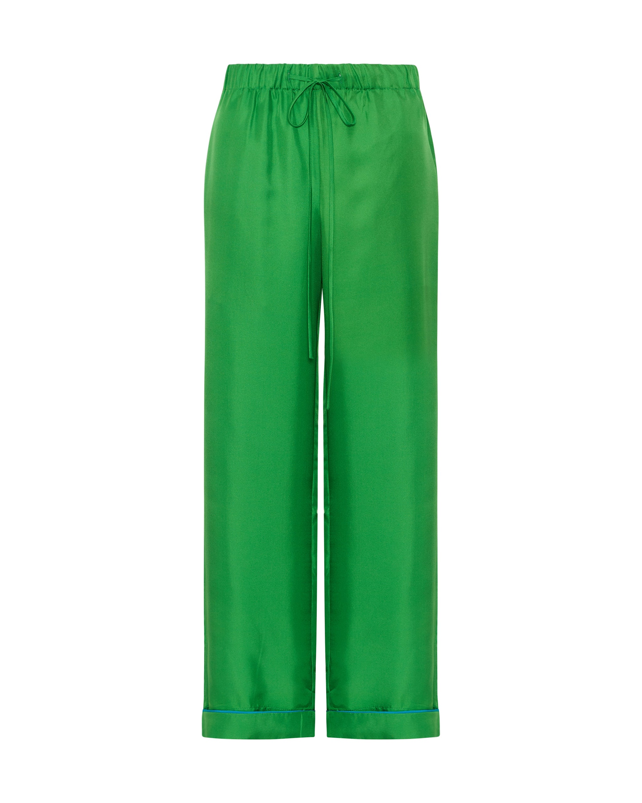 Galastic Green Silk Twill Trousers - Green