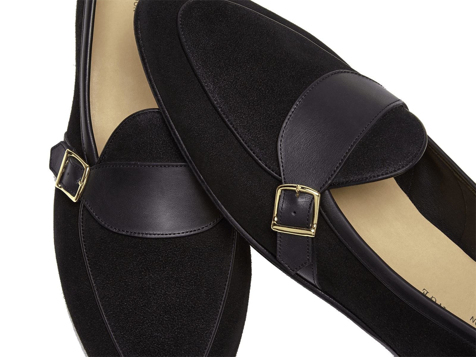 Sagan Classic Buckle in Black Asteria Suede and Marmo Calf