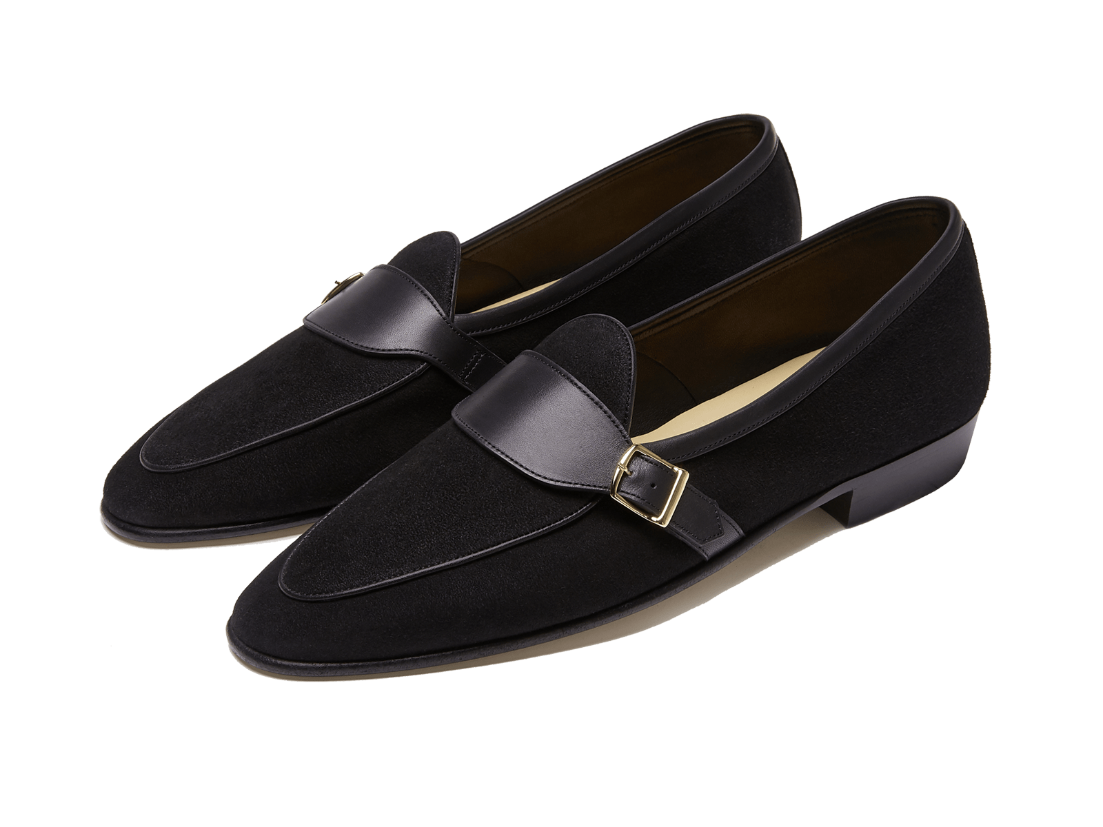 Sagan Classic Buckle in Black Asteria Suede and Marmo Calf